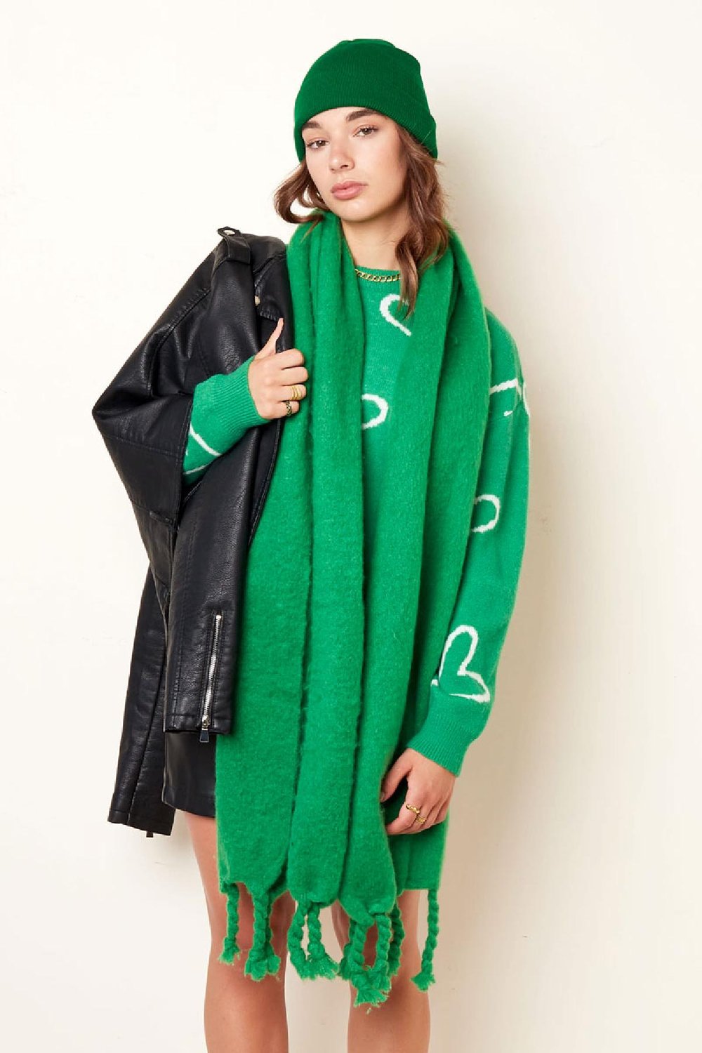 Winter scarf solid color orange Polyester h5Picture4